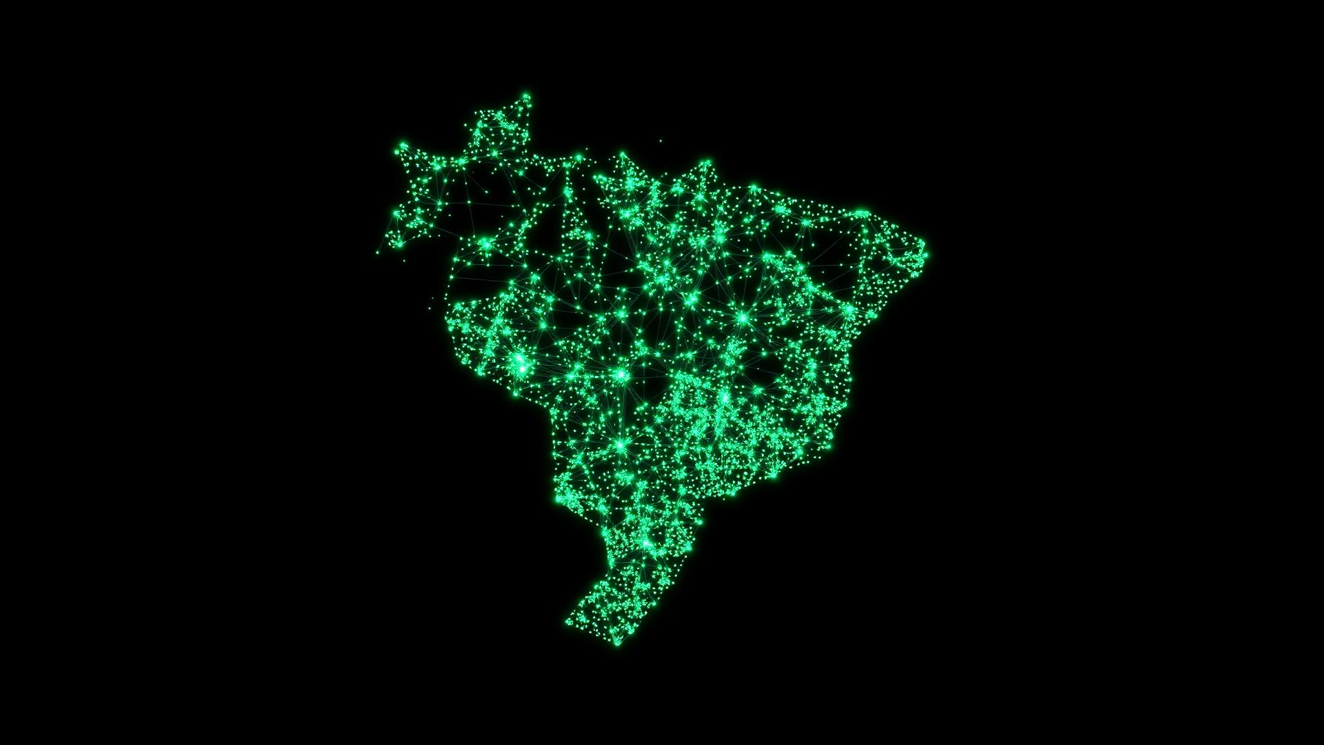 Mapa do Brasil iluminado pela rede Vira Pix